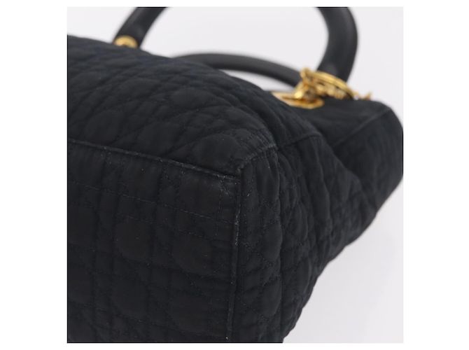 Christian Dior Lady Dior Canage Hand Bag Canvas Black Gold - vista 19