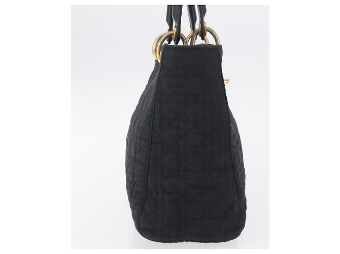 Christian Dior Lady Dior Canage Hand Bag Canvas Black Gold - vista 4