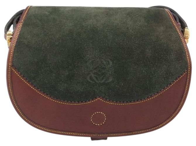 LOEWE Shoulder Bag Suede Green Gold - vista 13