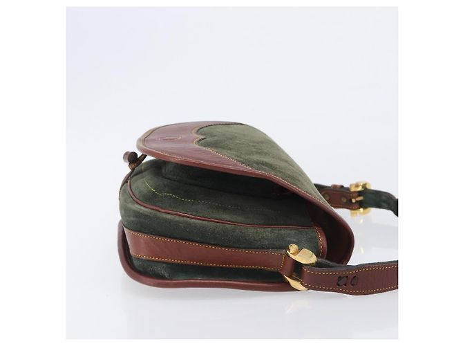LOEWE Shoulder Bag Suede Green Gold - vista 3