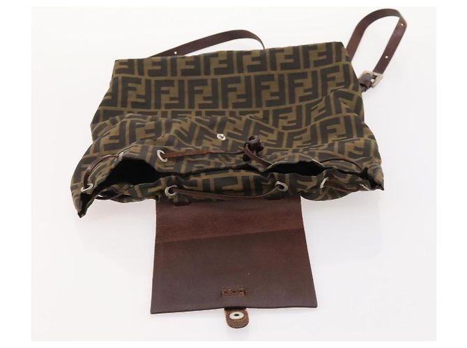 Mochila FENDI de lona Zucca Marrón Negro - vista 10