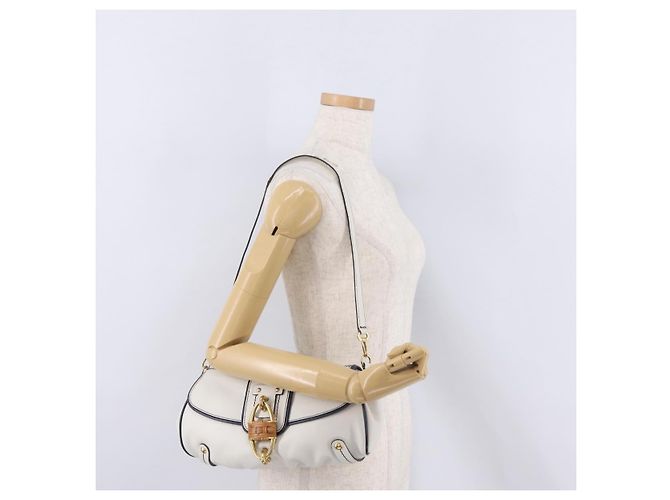 Salvatore Ferragamo Shoulder Bag Leather White Gold - vista 27