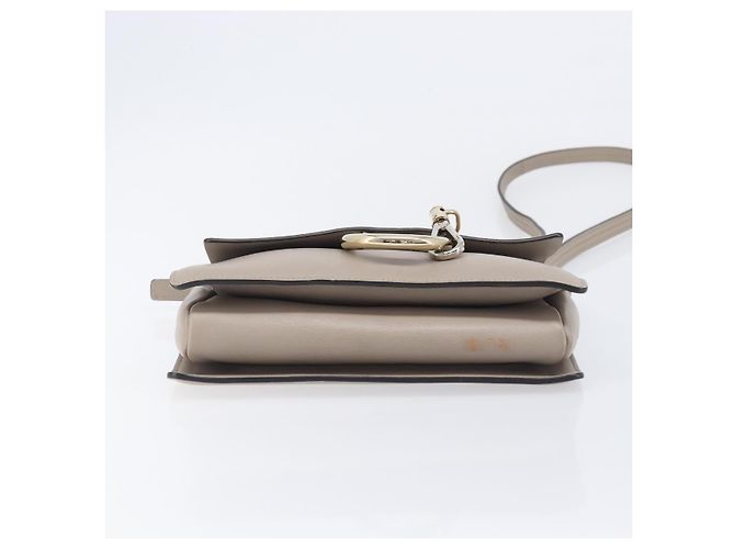 Chloé Chloe Fay Shoulder Bag Leather Suede Beige Gold - vista 10