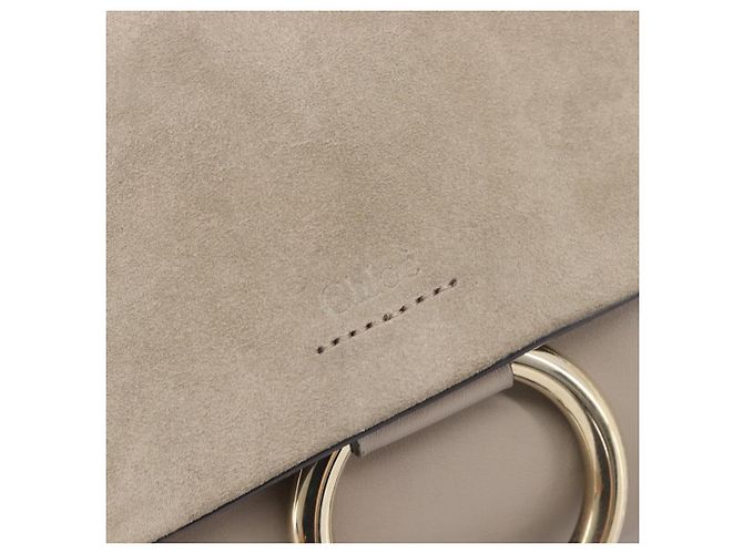 Chloé Chloe Fay Shoulder Bag Leather Suede Beige Gold - vista 16
