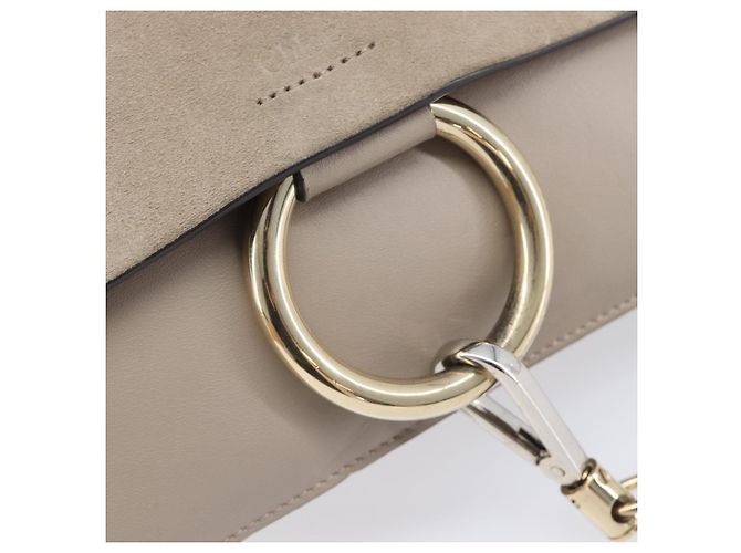 Chloé Chloe Fay Shoulder Bag Leather Suede Beige Gold - vista 17