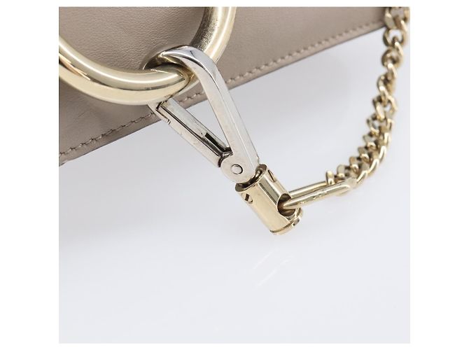 Chloé Chloe Fay Shoulder Bag Leather Suede Beige Gold - vista 18