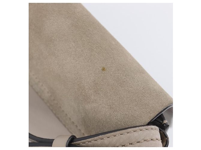 Chloé Chloe Fay Shoulder Bag Leather Suede Beige Gold - vista 20