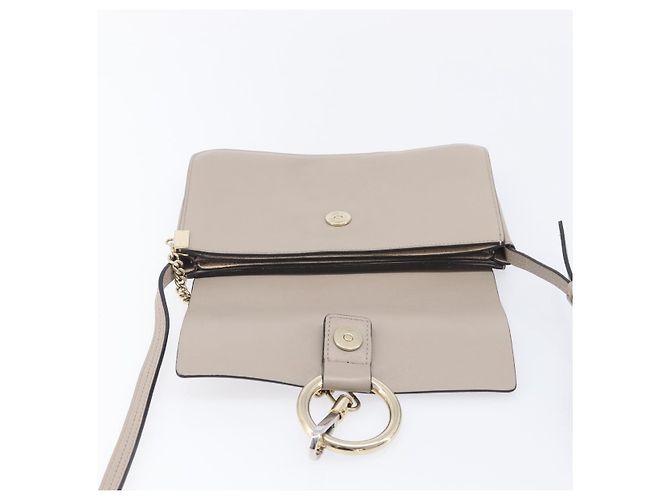 Chloé Chloe Fay Shoulder Bag Leather Suede Beige Gold - vista 21