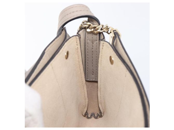 Chloé Chloe Fay Shoulder Bag Leather Suede Beige Gold - vista 24
