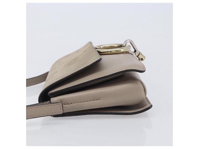 Chloé Chloe Fay Shoulder Bag Leather Suede Beige Gold - vista 5