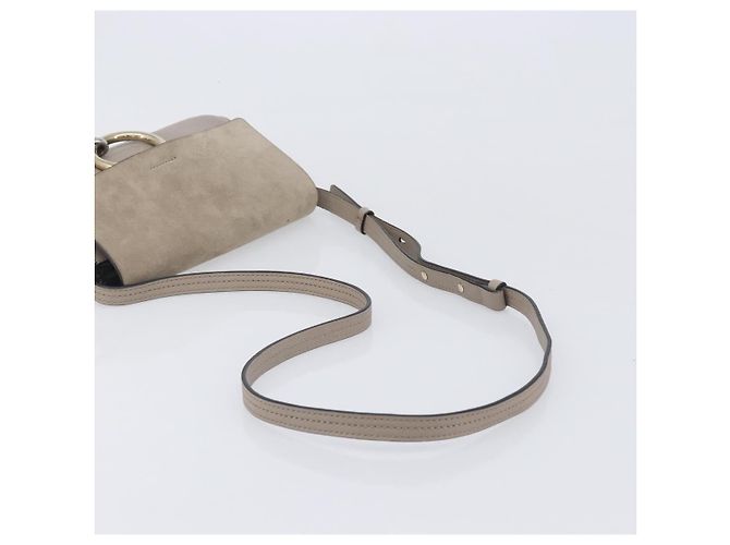 Chloé Chloe Fay Shoulder Bag Leather Suede Beige Gold - vista 7