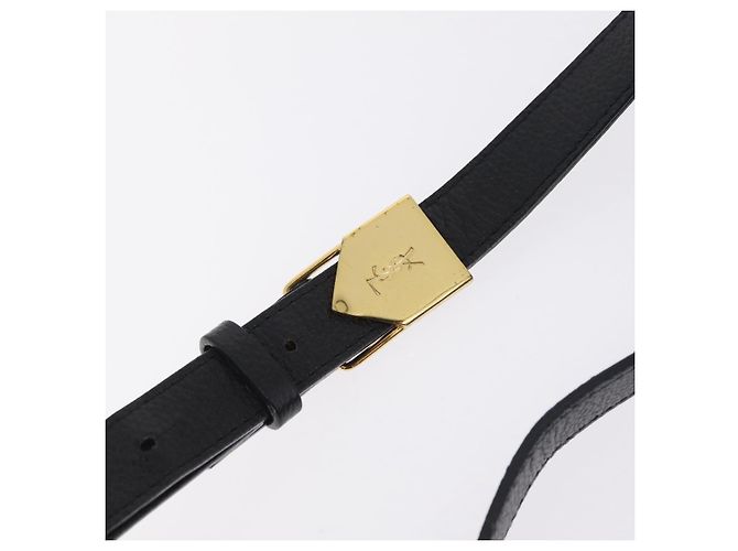 Autre Marque Saint Laurent YSL Shoulder Bag Leather Black Gold Tone - vista 12