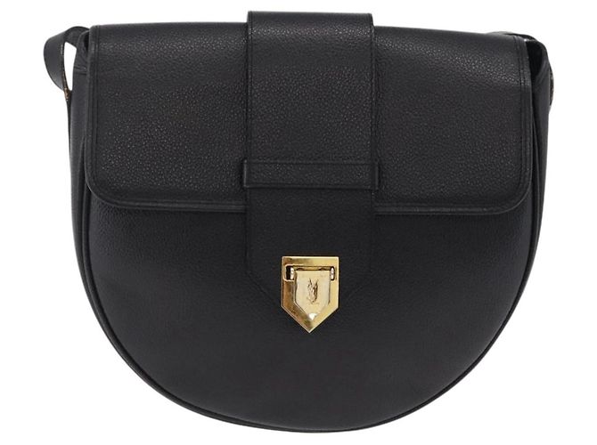 Autre Marque Saint Laurent YSL Shoulder Bag Leather Black Gold Tone - vista 2
