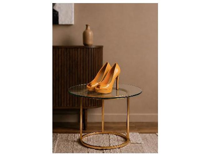 Dior Peep-Toe Plateau-Pumps aus orangefarbenem Lackleder - Ansicht 13