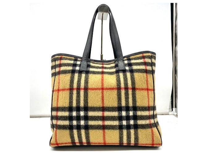 Burberry Borsa Tote in Lana e Pelle a Quadri - vista 2