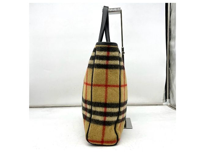 Burberry Borsa Tote in Lana e Pelle a Quadri - vista 4