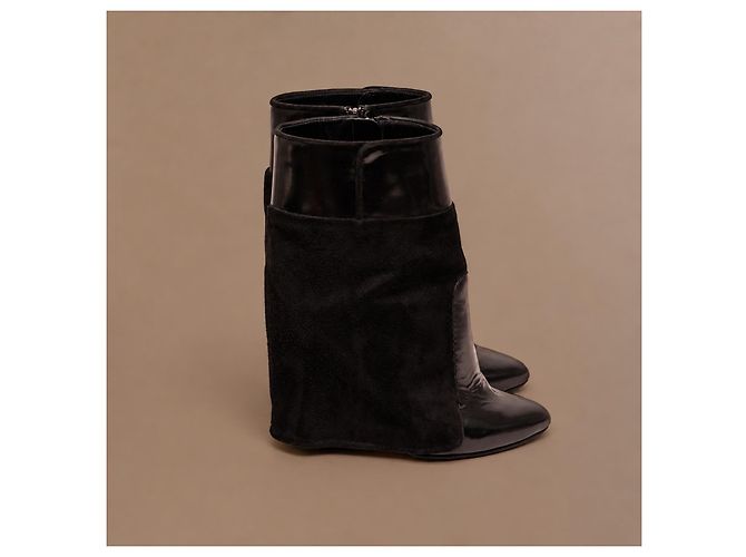 Stivaletti Givenchy in pelle e camoscio nero con zeppa - vista 10