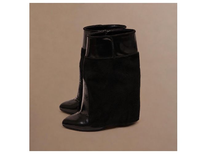 Stivaletti Givenchy in pelle e camoscio nero con zeppa - vista 12