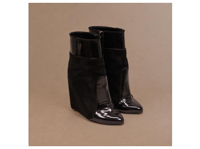 Stivaletti Givenchy in pelle e camoscio nero con zeppa - vista 6