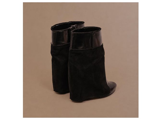 Stivaletti Givenchy in pelle e camoscio nero con zeppa - vista 8