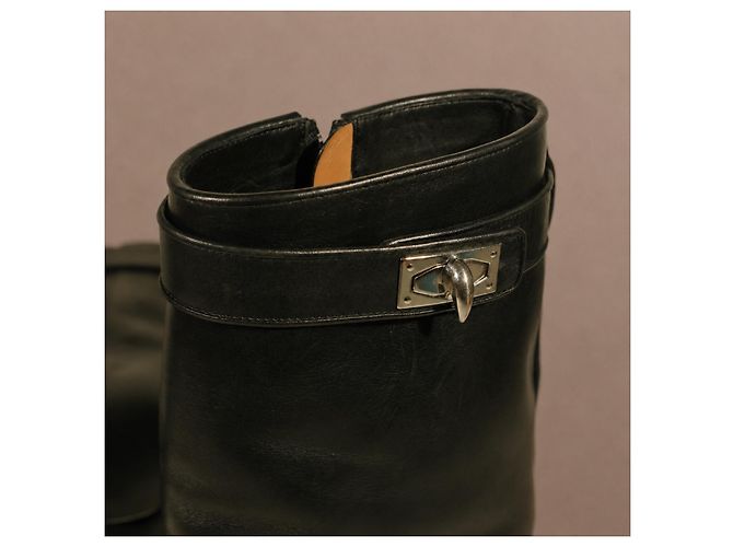 Givenchy Shark Lock Black Leather Ankle Boots - view 14