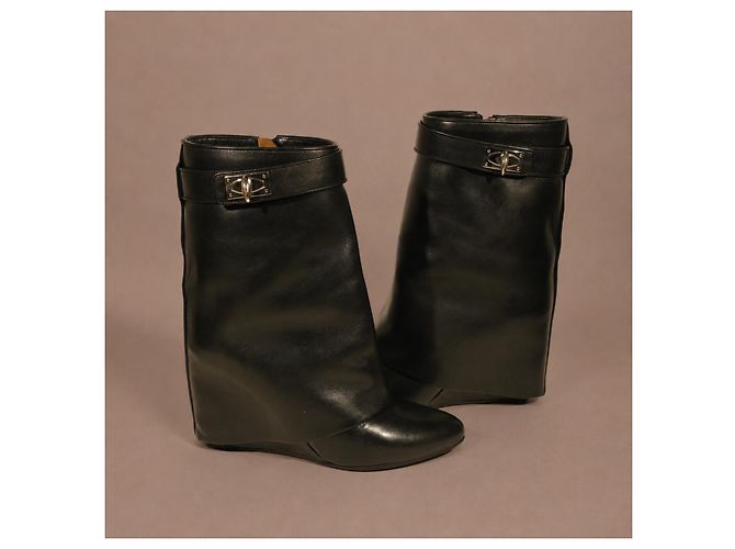 Givenchy Shark Lock Black Leather Ankle Boots - view 5