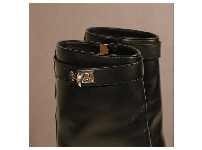 Givenchy Shark Lock Black Leather Ankle Boots - view 7