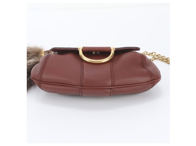 Borsa a tracolla Gucci in pelle con catena e charm in pelliccia Bamboo - vista 6