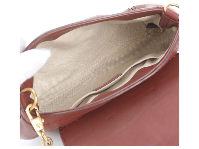 Borsa a tracolla Gucci in pelle con catena e charm in pelliccia Bamboo - vista 7