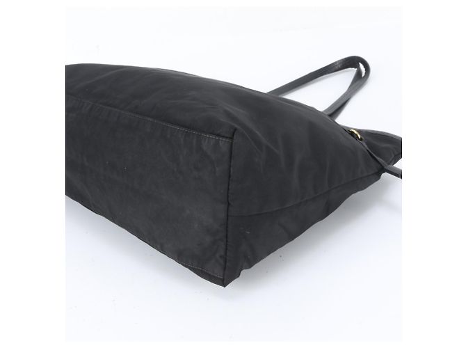 Borsa Tote Prada in nylon Tessuto e pelle nera - vista 4