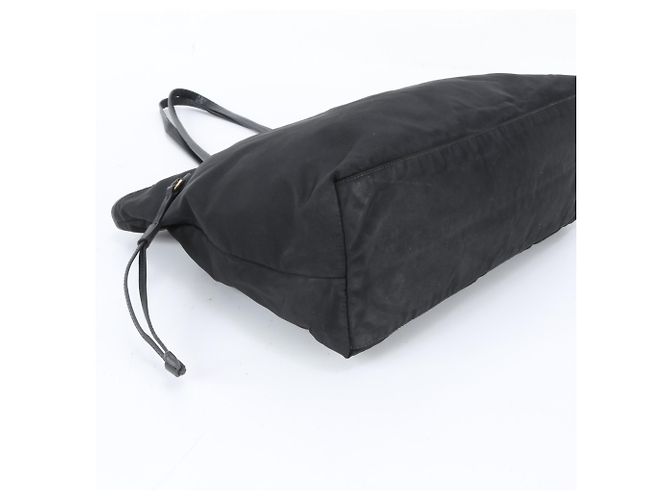 Borsa Tote Prada in nylon Tessuto e pelle nera - vista 5