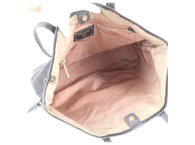 Borsa Tote Prada in nylon Tessuto e pelle nera - vista 7