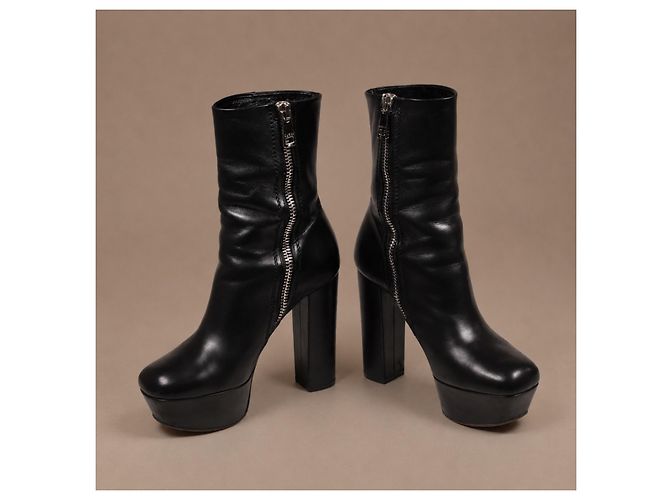 Gucci Stivaletti platform Runway in pelle nera - vista 4