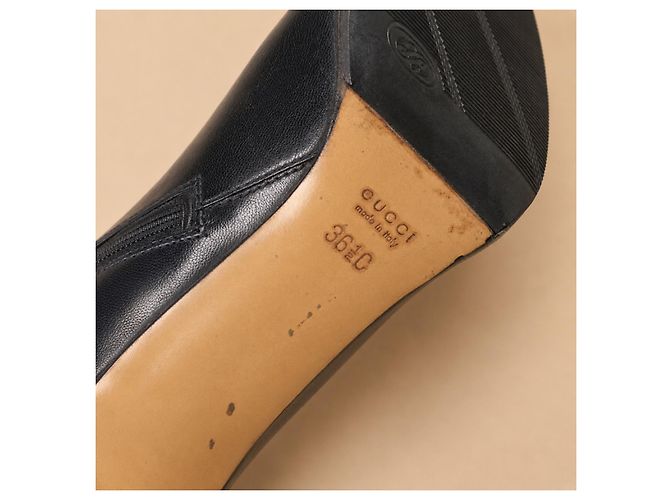 Stivali alti Gucci in pelle nera e coccodrillo - vista 13