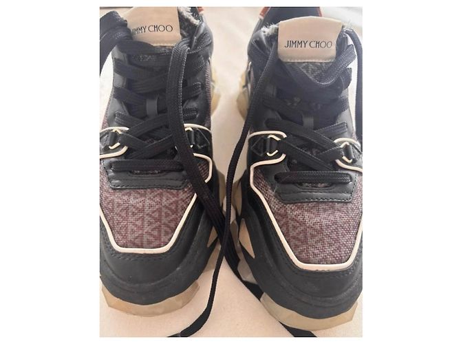 Jimmy Choo Sneakers Diamond Light Pelle e Tessuto Nero - vista 3