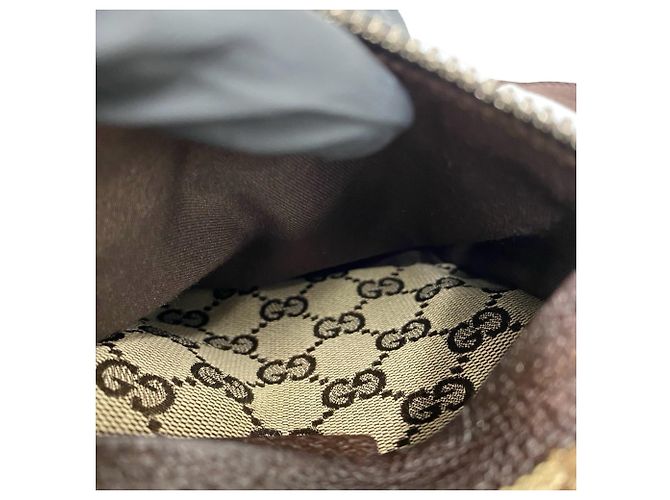 Borsa a tracolla in pelle e tela GG Pattern Gucci - vista 9