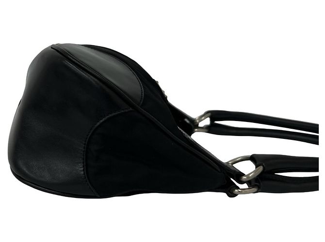 Borsa semi-spalla in nylon Tessuto Pocono e pelle con logo triangolo Prada - vista 5