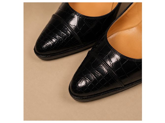 Hermès Décolleté in pelle di coccodrillo nera - vista 10