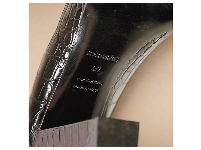 Hermès Décolleté in pelle di coccodrillo nera - vista 12