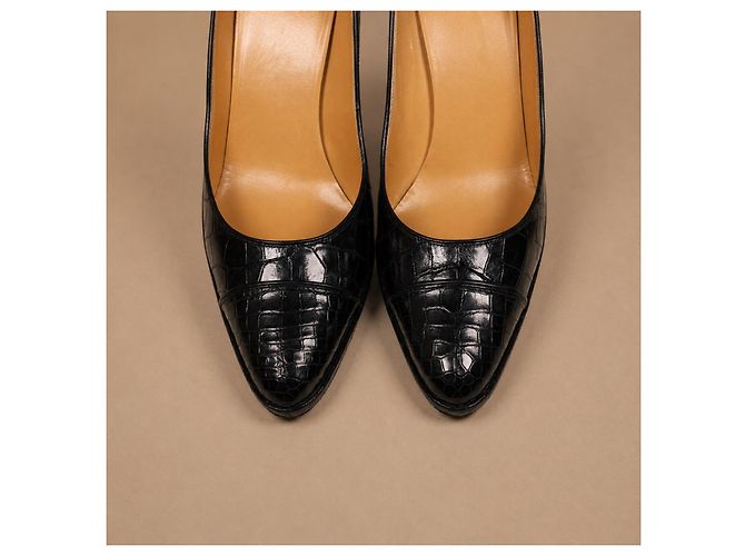 Hermès Décolleté in pelle di coccodrillo nera - vista 8