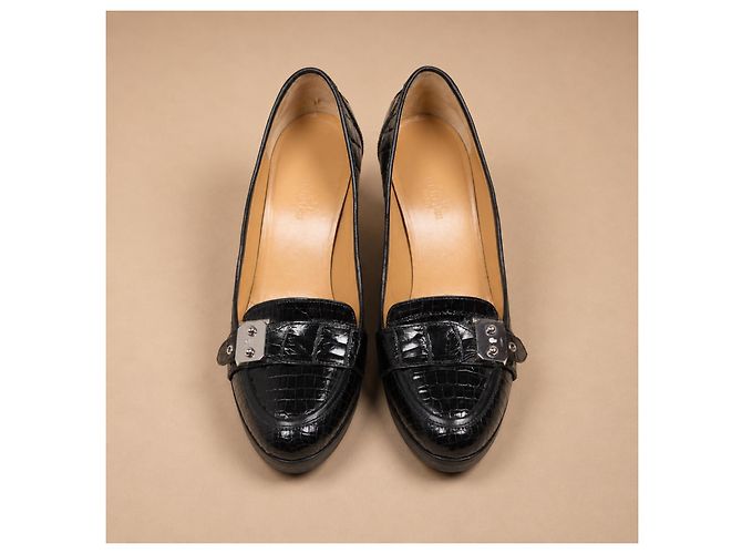 Hermès Pumps aus schwarzem Krokodilleder - Ansicht 3