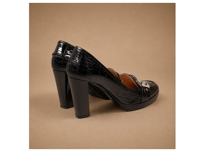Hermès Pumps aus schwarzem Krokodilleder - Ansicht 7