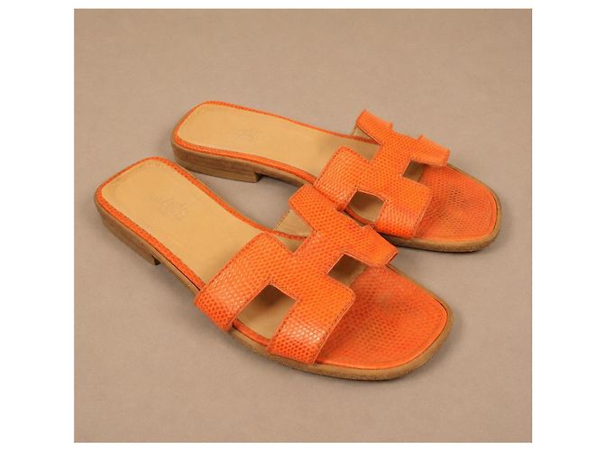 Hermès Oran Sandali Lucertola Orange - vista 3