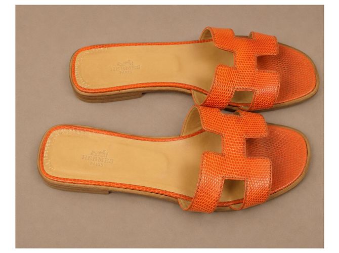 Hermès Oran Sandali Lucertola Orange - vista 4
