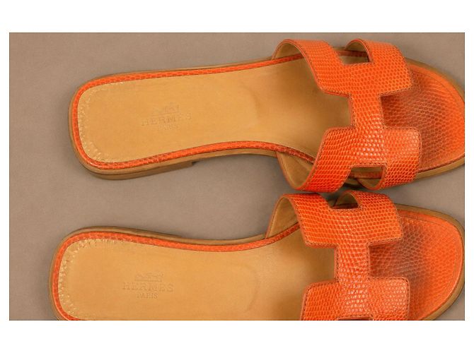Hermès Oran Sandali Lucertola Orange - vista 5