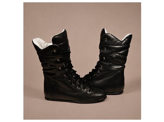 Chanel Botas altas de piel negra - vista 7