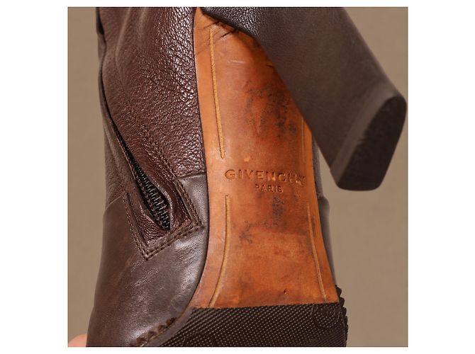 Givenchy Shark Lock Botines de piel marrón - vista 13