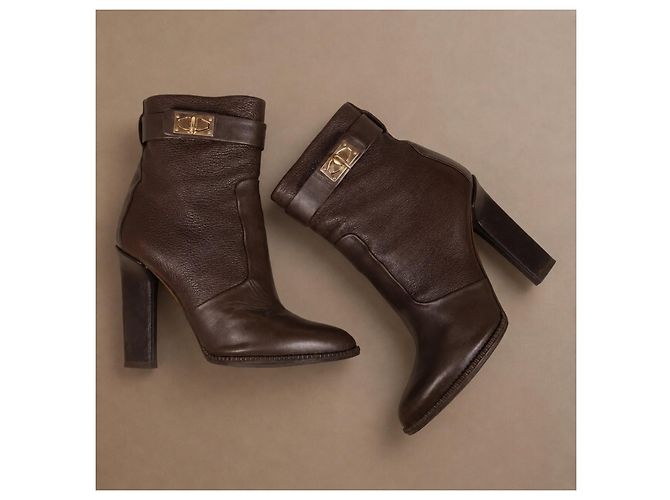 Givenchy Shark Lock Botines de piel marrón - vista 14