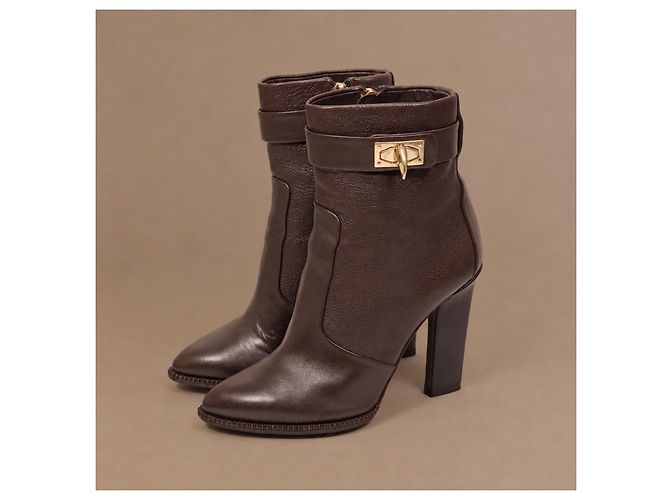 Givenchy Shark Lock Botines de piel marrón - vista 5