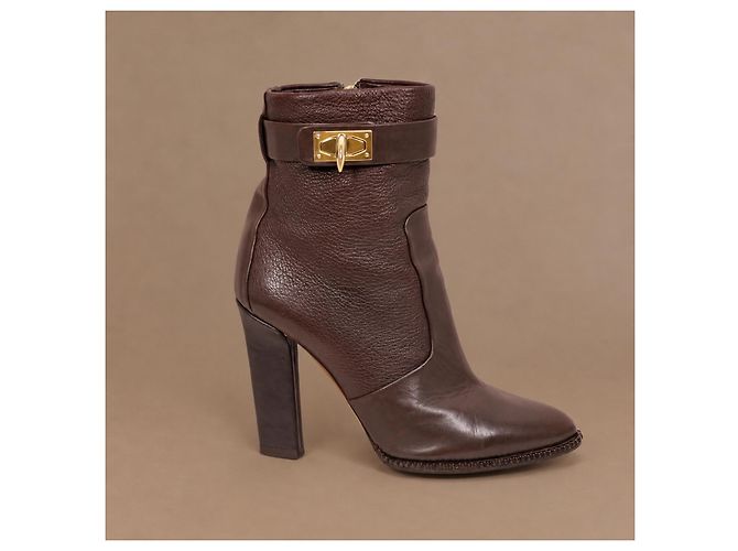 Givenchy Shark Lock Botines de piel marrón - vista 7
